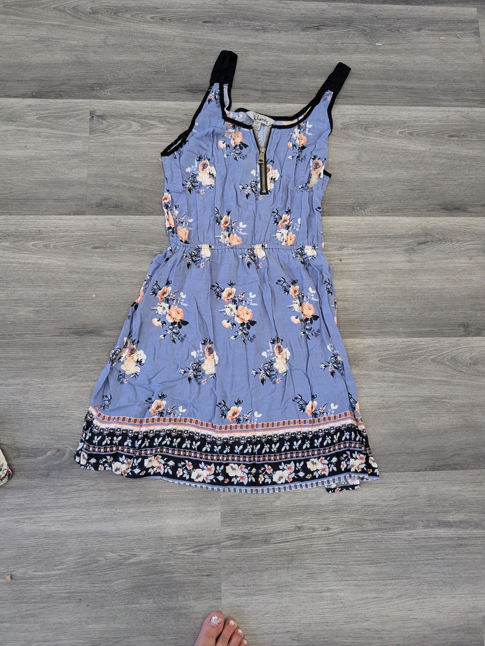 Floral Sleeveless A-Line Dress in Lavender Blue